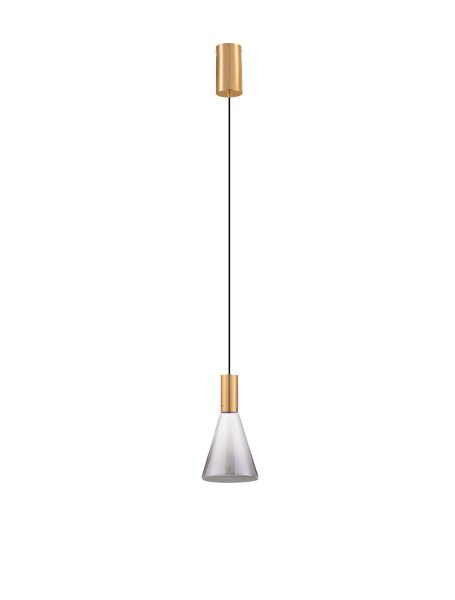 LED Hängelampe in Gold Schwarz Ø 16 cm Rauchglas rund SIDNEY