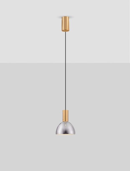 LED Hängeleuchte in Schwarz Gold Ø 17 cm höhenverstellbar