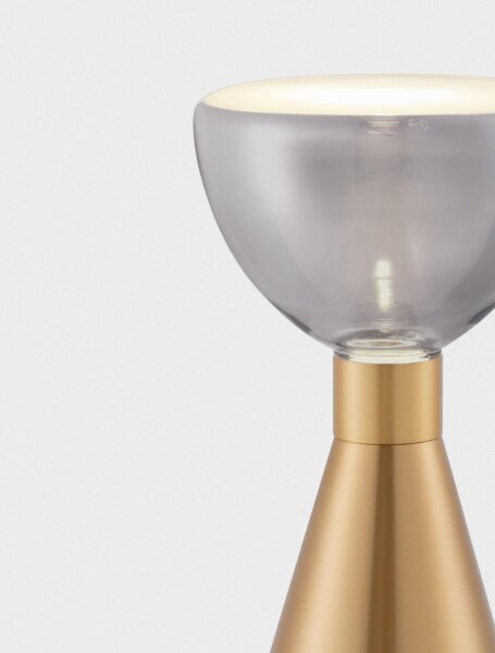 LED Tischleuchte in Schwarz Gold 32 cm Rauchglas SIDNEY