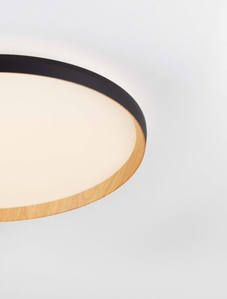 LED Deckenlampe rund Ø 60 cm Schwarz dimmbar Holz SIMONE