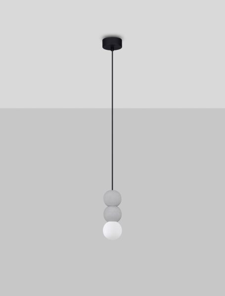 Hängelampe G9 Ø 8 cm Grau Weiß höhenverstellbar Glas Beton