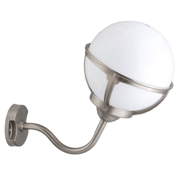 Wandlampe Außen in Nickel Weiß Echt-Messing Haus