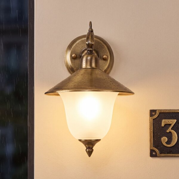 Außenwandlampe Messing Glas Haus Hof Rustikal