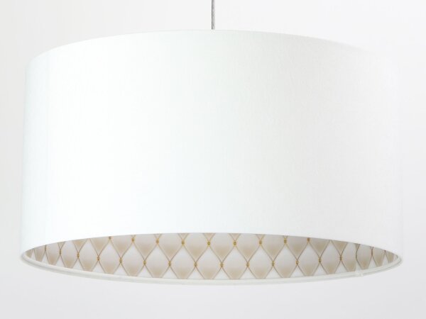 Pendelleuchte Stoff Weiß rund Retro Wohnzimmer
