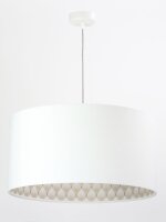 Pendelleuchte Stoff Wei&szlig; rund Retro Wohnzimmer