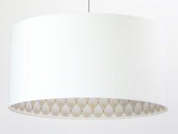 Pendelleuchte Stoff Weiß rund Retro Wohnzimmer