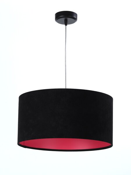 Pendelleuchte rund Weiß Schwarz Pink Retro Stoff