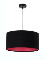 Pendelleuchte rund Wei&szlig; Schwarz Pink Retro Stoff