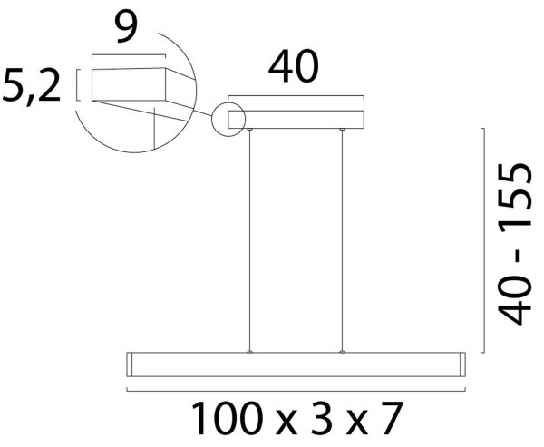 LED Pendelleuchte dimmbar 2200-3000K Alu Kakao L:100 cm