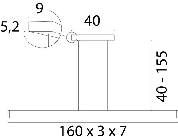 LED Hängelampe dimmbar 2200-3000K Gold L:160 cm matt