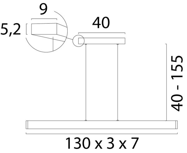 LED Pendelleuchte dimmbar 2200-3000K Alu Kakao L:130 cm
