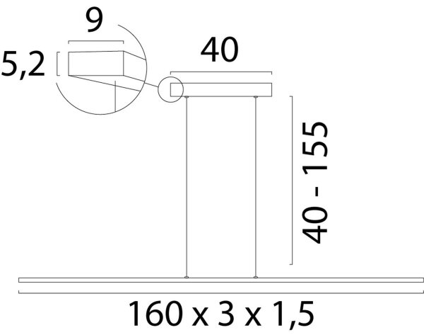 LED Hängelampe Gestensteuerung 2200-3000K Gold L:160 cm