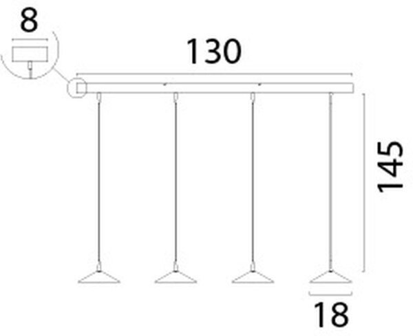 LED Hängelampe dimmbar 2200-2700K Nickel L:130 cm