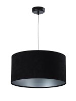 Esstisch H&auml;ngelampe Schwarz Silber Stoff Retro