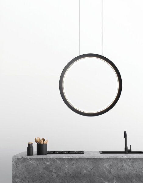 LED Hängelampe dimmbar 2700K Schwarz L:70 cm rund