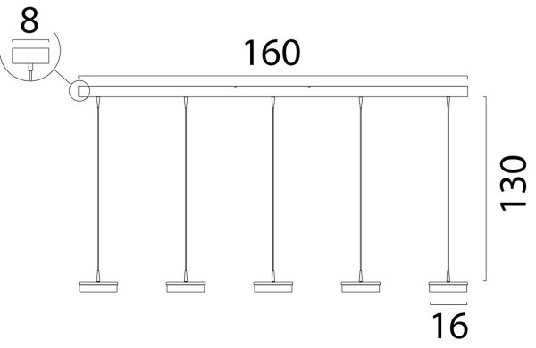 LED Hängelampe dimmbar 2200-2700K Glas Schwarz L:160 cm