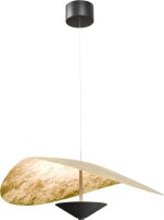 LED H&auml;ngelampe 2200-2700K Schwarz Blattgold &Oslash;60 cm