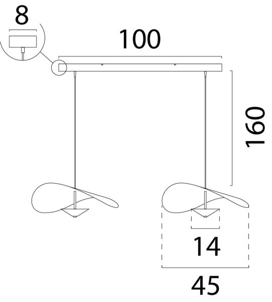 LED Hängelampe dimmbar 2200-2700K Blattgold L:100 cm
