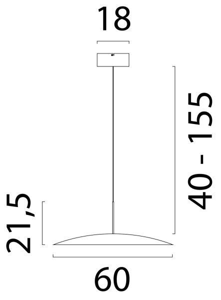 LED Hängelampe dimmbar verstellbar 2200-2700K B:60 cm