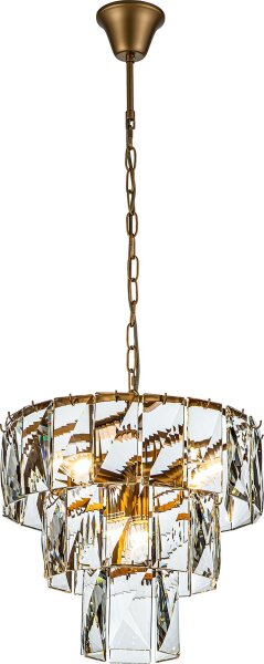 Hängelampe Kristallglas Gold E14 Ø45 cm antik klar