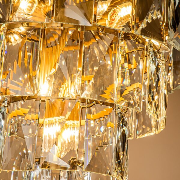 Hängelampe Kristallglas Gold E14 Ø65 cm antik klar