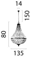 Hängelampe Kristallglas Gold E14 B:80 cm antik klar