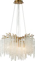 H&auml;ngelampe Kristallglas Gold E14 B:45 cm antik klar