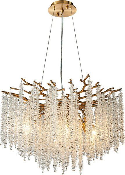 Hängelampe Kristallglas Gold E14 Ø60 cm antik klar
