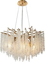 H&auml;ngelampe Kristallglas Gold E14 &Oslash;60 cm antik klar