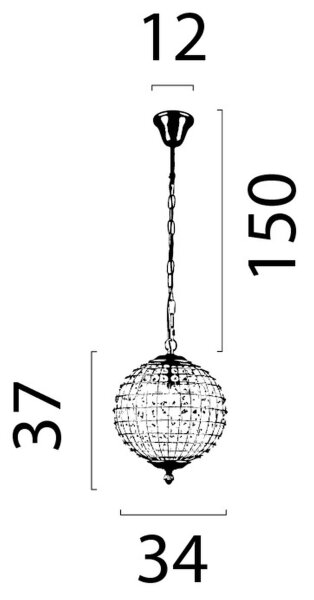 Hängelampe Kristallglas Gold E27 Ø34 cm antik klar
