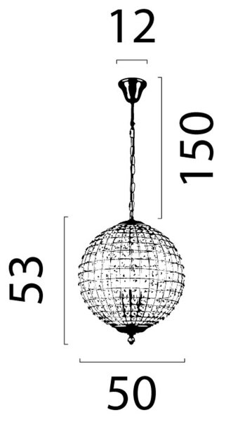 Hängelampe Kristallglas Gold E14 Ø50 cm antik klar