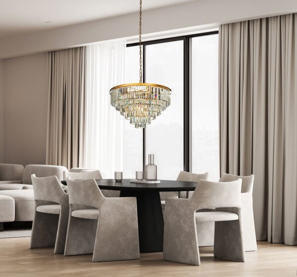 Hängelampe Kristallglas Gold E14 Ø112 cm antik klar