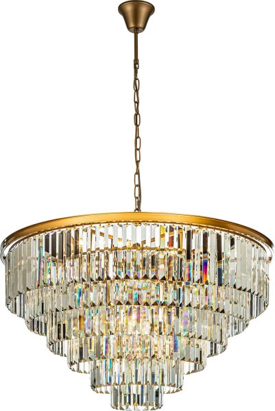 Hängelampe Kristallglas Gold E14 Ø112 cm antik klar