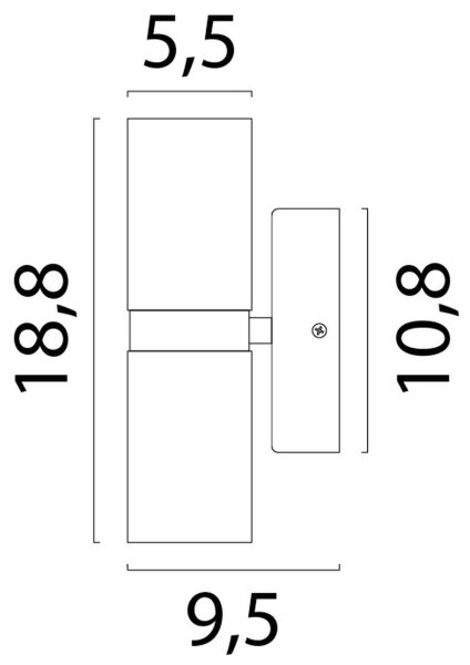 Wandleuchte Up Down Schwarz Nickel GU10 H:18,8 cm