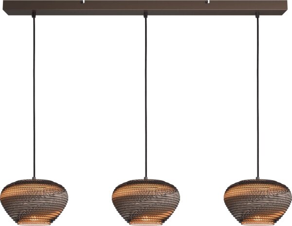 Hängelampe blendarm Karton Kakao Natur E27 L:100 cm