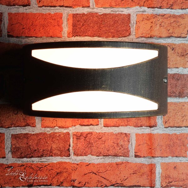 Moderne Wandlampe Außen Gold Schwarz aus Aluminium