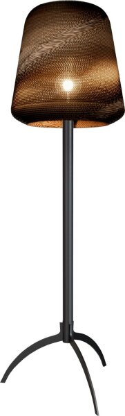 Stehleuchte Karton Schwarz Natur E27 H:182 cm Dreibein