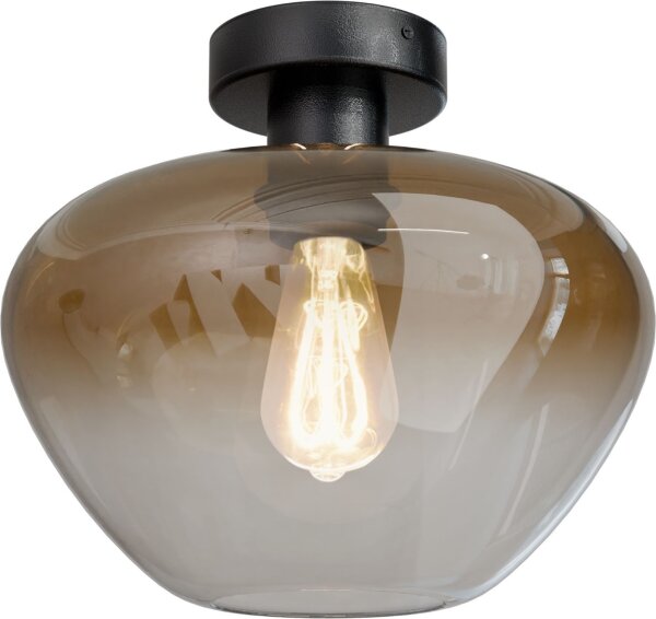 Deckenlampe Glas Metall Schwarz Gold E27 Ø29 cm rund