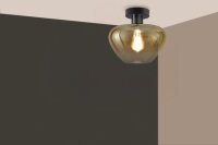Deckenlampe Glas Metall Schwarz Gold E27 &Oslash;29 cm rund