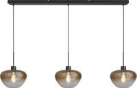 Hängelampe Glas Metall Schwarz Gold E27 L:130 cm 3-flmg