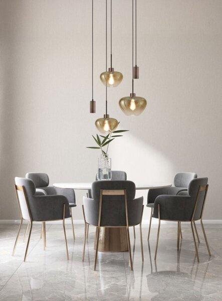 Hängelampe Glas Kakao Gold E27 GU10 Ø50 cm rund