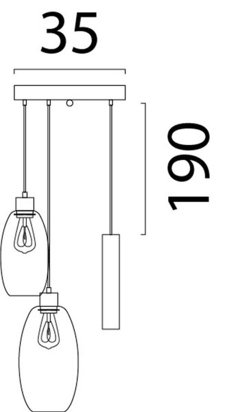Pendelleuchte Glas Schwarz Gold E27 GU10 L:35 cm rund