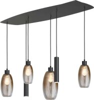 H&auml;ngelampe Glas Schwarz Gold E27 GU10 B:45 cm oval