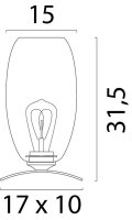 Tischleuchte Glas Schwarz Gold E27 H:31,5 cm oval