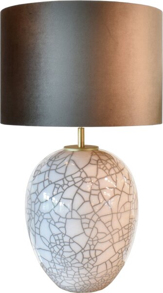 Tischlampe Keramik Stoff Weiß Anthrazit E27 Ø37 cm