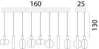 Pendelleuchte Glas Kakao Gold E27 GU10 L:160 cm