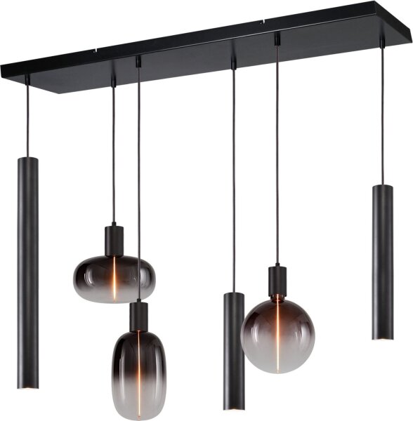 Pendelleuchte Glas Schwarz E27 GU10 L:100 cm Zylinder