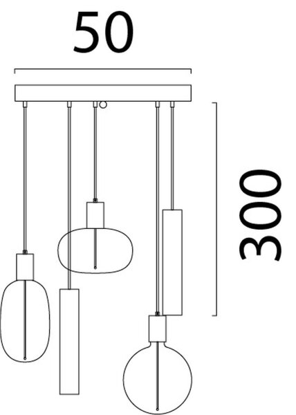 Hängelampe Glas Schwarz E27 GU10 B:50 cm Zylinder