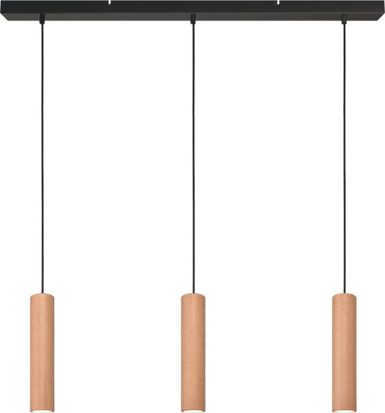 Hängelampe Holz Eiche Schwarz GU10 L:100 cm Zylinder