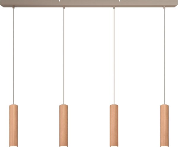 Hängelampe Holz Eiche Beige GU10 L:130 cm Zylinder